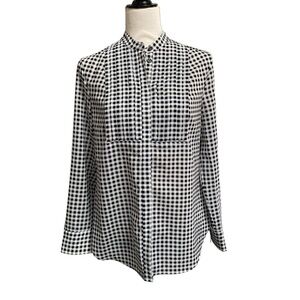 J.Crew Black White Gingham Check Long Sleeve Button Front Blouse XS